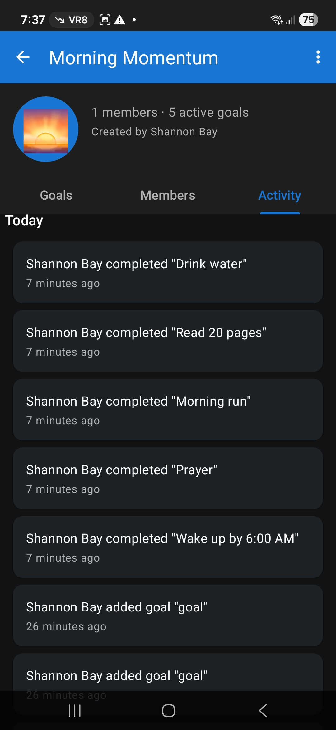 Pursue app activity log